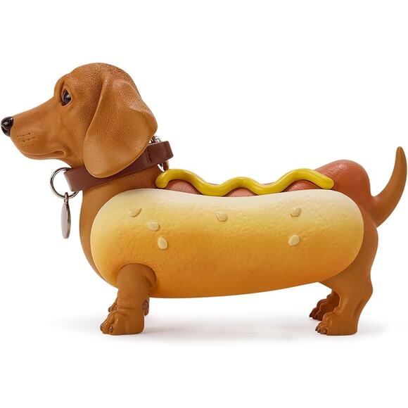 New JW PEI Women's Dachshund Brown Yellow Hard Plastic Hot Dog Clutch Bag - Picture 2 of 8